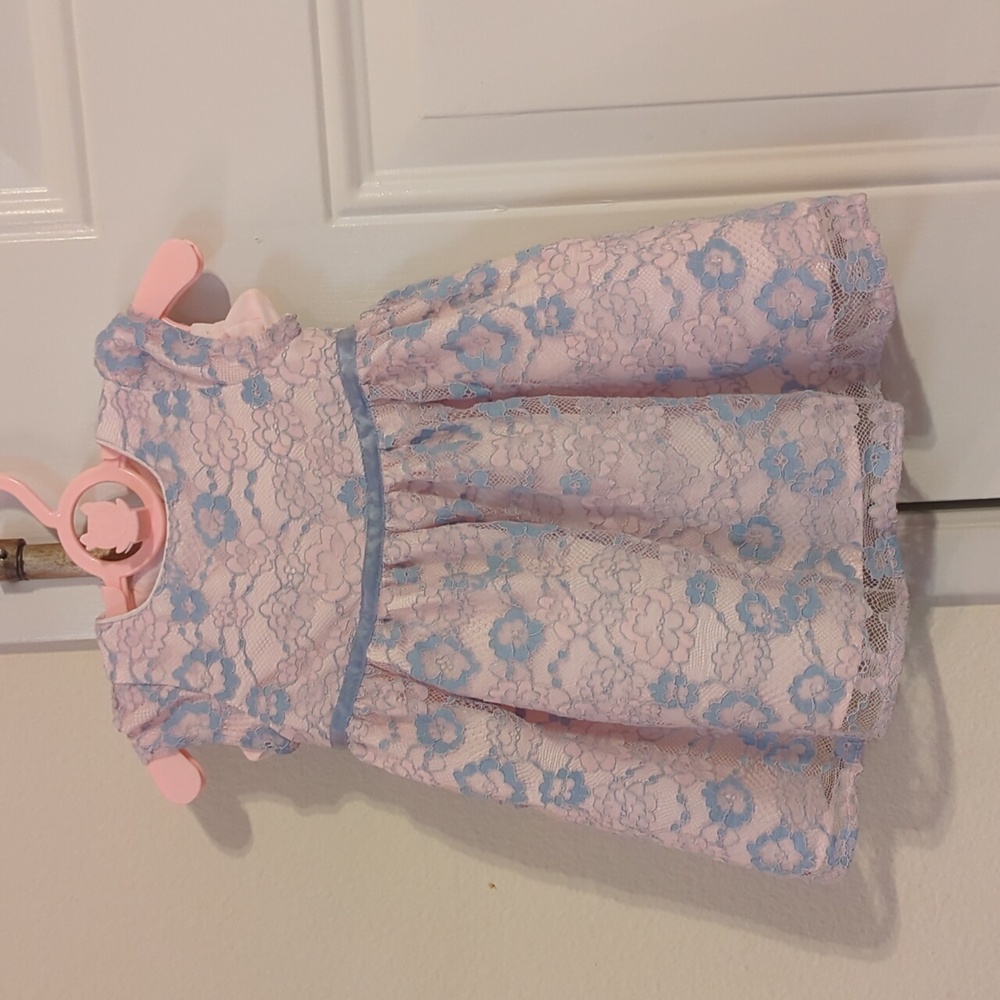 Light Pink dress with blue lace